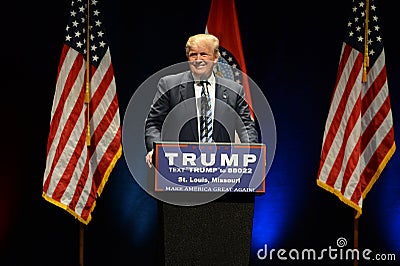 Republican Frontrunner Donald Trump Smiles to Crowd Editorial Stock Photo